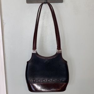 Brighton Genuine Leather Black/Brown Shoulder Purse